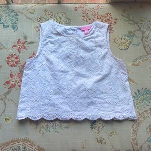 Lilly Pulitzer white cropped flower tank top.